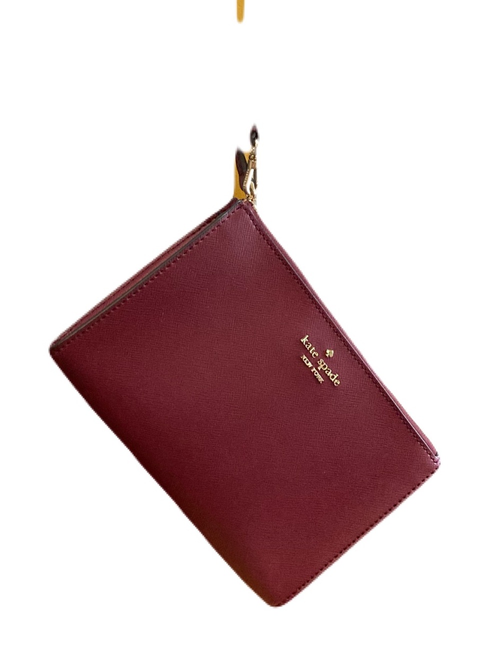 Kate Spade New York Staci Top-Zip Medium Wristlet Pouch Burgundy/Wine Red EUC